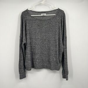 Lucky Brand Sweater Womens M Gray Long Sleeve Crew Neck Pullover Lightweight